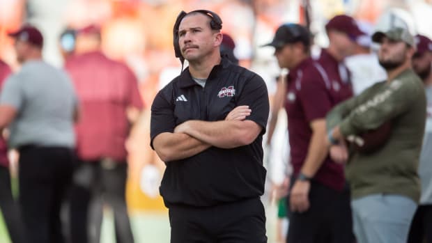 Arnett during Mississippi State’s 27-13 loss to Auburn on Oct. 28, 2023.