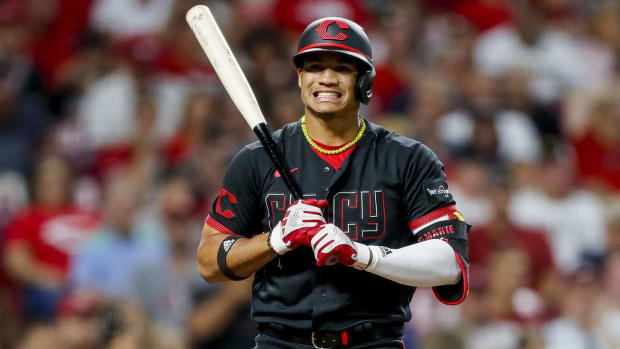 Reds third baseman Noelvi Marte reacts after striking out against the Pittsburgh Pirates.
