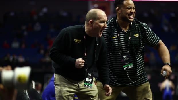 Missouri head coach Brian Smith and assistant coach Dom Bradley