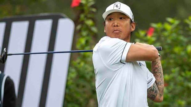 Anthony Kimtees off during the 2024 LIV Golf Invitational - Hong Kong at the Hong Kong Golf Club.