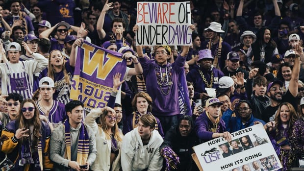 Husky fans at the CFP championship game in Houston.