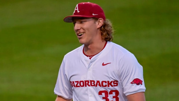 Razorbacks' Hagen Smith after another strikeout against Missouri