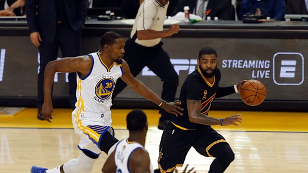 Kyrie Irving, Kevin Durant and Draymond Green