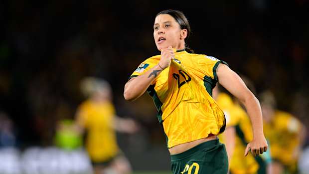 Sam Kerr celebrating a goal.
