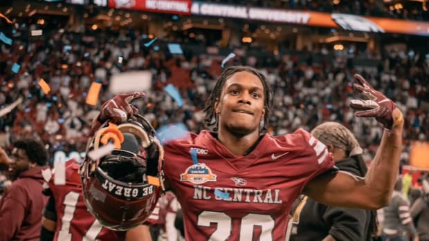 North Carolina Central defensive back Khalil Baker at the 2022 Celebration Bowl against Jackson State