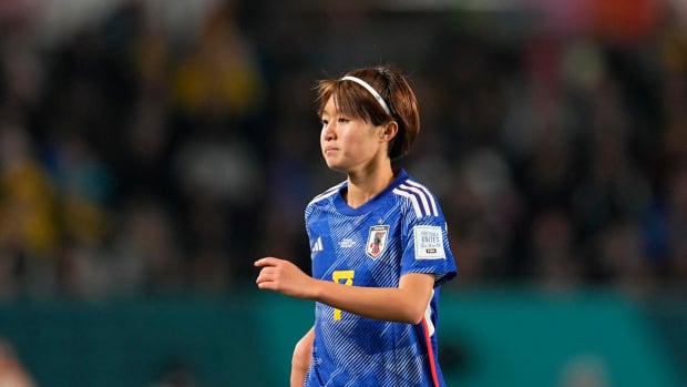 Hinata Miyazawa pictured playing for Japan at the 2023 FIFA Women's World Cup