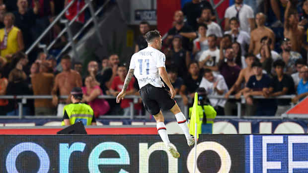 Christian Pulisic after scoring for AC Milan