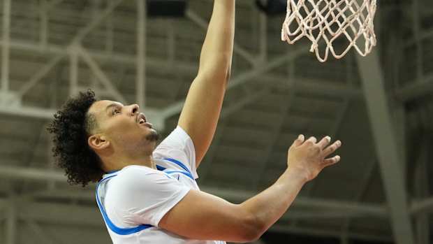 Jul 16, 2023; Toronto, Ontario, Canada; USA-Kentucky forward Tre Mitchell (4) goes up to make a basket against Canada during the first half of the Men's Gold game at Mattamy Athletic Centre. Mandatory Credit: John E. Sokolowski-USA TODAY Sports