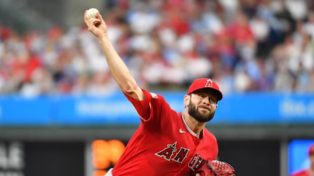 Lucas Giolito with the Angels in Aug. 2023.