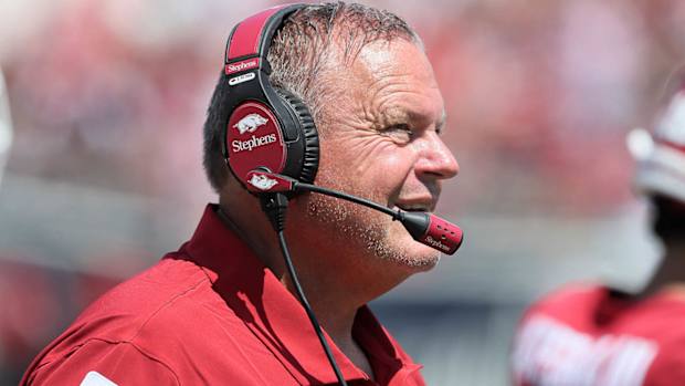 Razorbacks coach Sam Pittman during game with Western Carolina in Little Rock