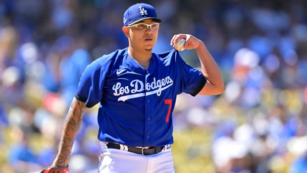 Dodgers pitcher Julio Urías during a game.