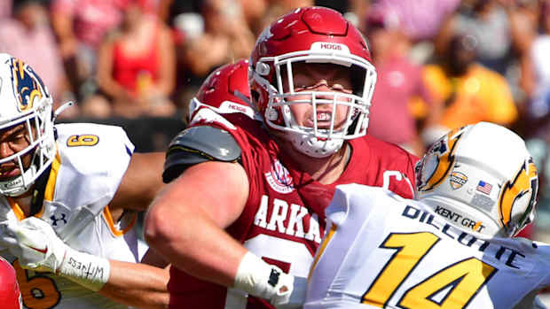 Razorbacks center Brady Latham against Kent State on Saturday