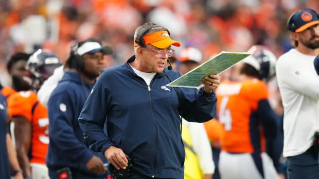 Denver Broncos head coach Sean Payton during the game against the Las Vegas Raiders at Empower Field at Mile High.