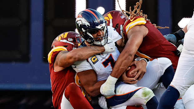 Russell Wilson sacked Cut vs Washington Commanders Isaiah J. Downing-USA TODAY Sports