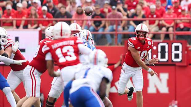 Haarberg Heinrich Haarberg 6 incomplete pass 2023 Nebraska football vs Louisiana Tech