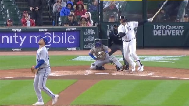 Detroit Tigers’ Miguel Cabrera hits a home run during the final homestand of his MLB career.