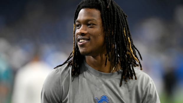 Aug 19, 2023; Detroit, Michigan, USA; Detroit Lions wide receiver Jameson Williams (9) walks off the field after their pre-season game against the Jacksonville Jaguars at Ford Field. Mandatory Credit: Lon Horwedel-USA TODAY Sports  