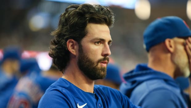 Sep 26, 2023; Atlanta, Georgia, USA; Chicago Cubs shortstop Dansby Swanson (7) prepares for an at bat against the Atlanta Braves in the second inning at Truist Park. Mandatory Credit: Brett Davis-USA TODAY Sports