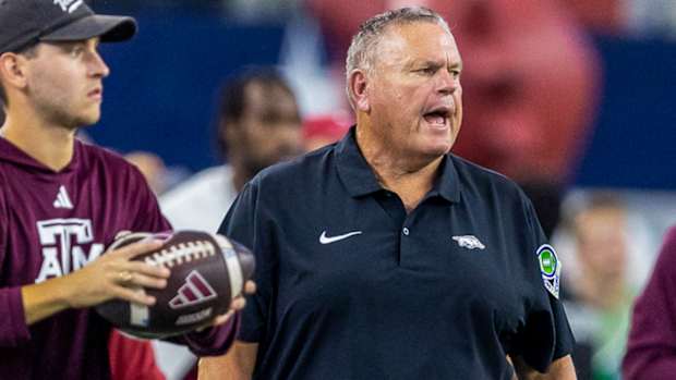 Razorbacks' Sam Pittman on sidelines against Texas A&M