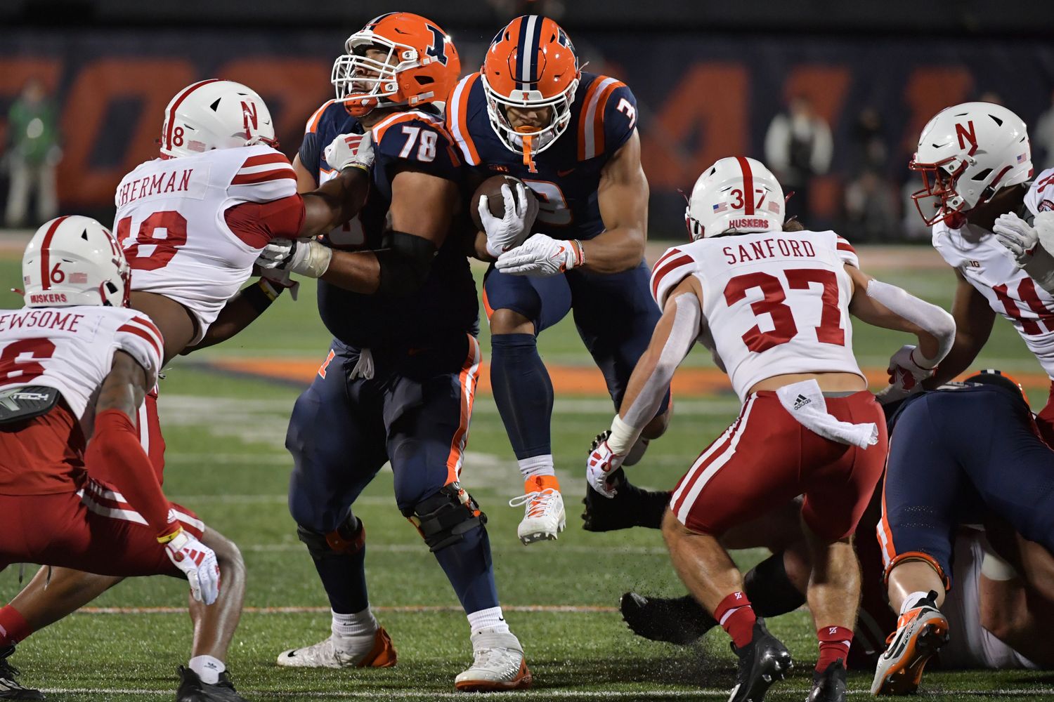 Kaden Feagin run 2023 Nebraska at Illinois football USATSI_21587556