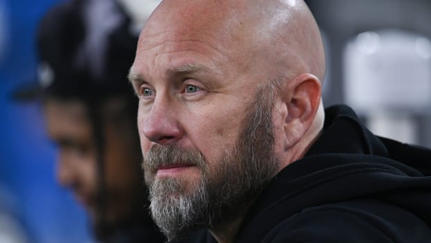 Steelers offensive coordinator Matt Canada sits on the bench before the game against the Ravens at M&T Bank Stadium.