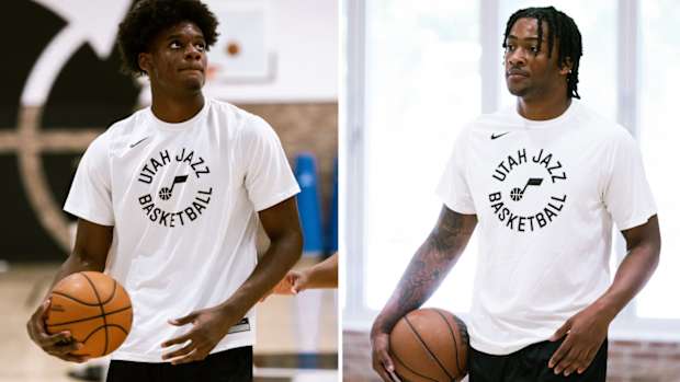 Utah Jazz rookies Taylor Hendricks and Brice Sensabaugh
