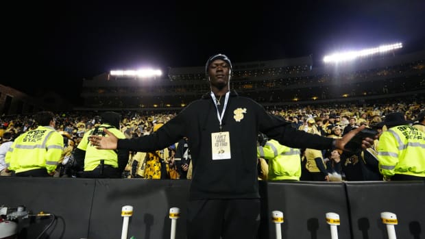 General view of Houston County Warner Robins Georgia quarterback Antwann Hill Jr. before the game between the Stanford Cardinal against the Colorado Buffaloes at Folsom Field