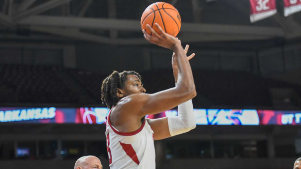 Razorbacks forward Chandler Lawson putting up a shot against UT-Tyler last Friday night