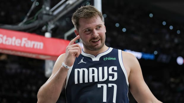Mavericks guard Luka Dončić during Dallas's 126-119 win over the Spurs on Oct. 25, 2023.