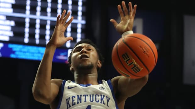Kentucky s Justine Edwards slams the ball home against Kentucky State in Rupp Arena. Nov. 2, 2023