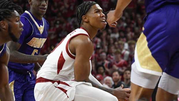 Razorbacks Khalif Battle against Alcorn State on Monday night