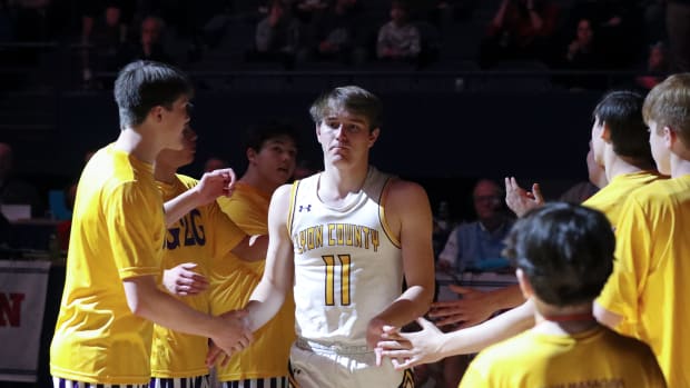Lyon County's Travis Perry (11) is introduced before their game against Newport in the Sweet 16 tournament at Rupp Arena in Lexington, Ky. on Mar. 16, 2023. He finished with 23 points to break the state scoring record in the 61-46 win. Lyon Newport10 Sam