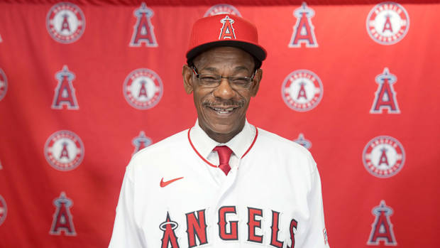 Nov 15, 2023; Anaheim, CA, USA; Los Angeles Angels manager Ron Washington poses at introductory press conference at Angel Stadium of Anaheim. Mandatory Credit: Kirby Lee-USA TODAY Sports  