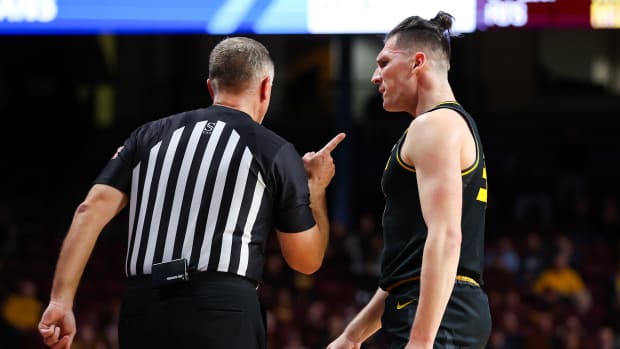 Missouri Tigers guard Caleb Grill (31) reacts after being charged with a technical foul against the Minnesota Golden Gophers during the second half at Williams Arena.