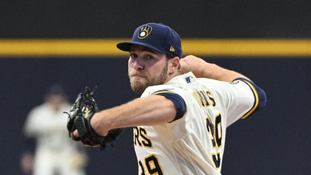 Milwaukee Brewers starting pitcher Corbin Burnes delivers a pitch against the St. Louis Cardinals in the first inning at American Family Field. (2023)