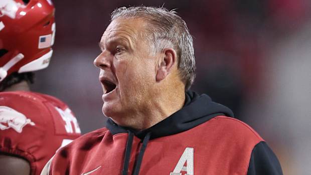 Razorbacks coach Sam Pittman on sidelines against Florida International