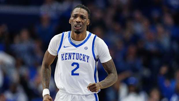 Dec 2, 2023; Lexington, Kentucky, USA; Kentucky Wildcats forward Aaron Bradshaw (2) runs down the court after making a basket against the North Carolina-Wilmington Seahawks during the first half at Rupp Arena at Central Bank Center. Mandatory Credit: Jordan Prather-USA TODAY Sports