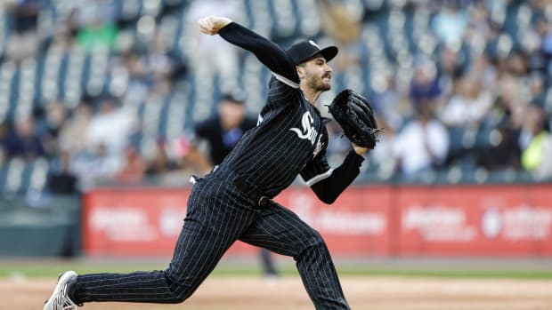 Aug 25, 2023; Chicago, Illinois, USA; Chicago White Sox starting pitcher Dylan Cease (84) delivers a pitch against the Oakland Athletics during the first inning at Guaranteed Rate Field. Mandatory Credit: Kamil Krzaczynski-USA TODAY Sports  