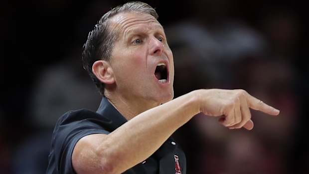 Eric Musselman gestures from sidelines against Furman