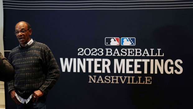 Dec 4, 2023; Nashville, TN, USA; Los Angeles Angels manager Ron Washington talks with a reporter during the 2023 MLB Winter Meetings. Mandatory Credit: Kyle Schwab-USA TODAY Sports  