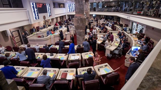 The floor of the house of representatives as the Alabama Legislature meets in Montgomery, Ala, on Tuesday May 23, 2023.