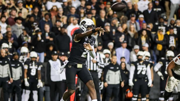 Nov 4, 2023; Boulder, Colorado, USA; Colorado Buffaloes quarterback Shedeur Sanders (2) pass the ball against the Oregon State Beavers at Folsom Field. Mandatory Credit: Chet Strange-USA TODAY Sports