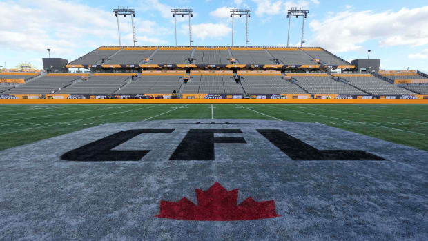 Nov 19, 2023; Hamilton, Ontario, CAN; A view of Tim Hortons field before the 110th Grey Cup game between the Montreal Alouettes and Winnipeg Blue Bombers. Mandatory Credit: John E. Sokolowski-USA TODAY Sports  