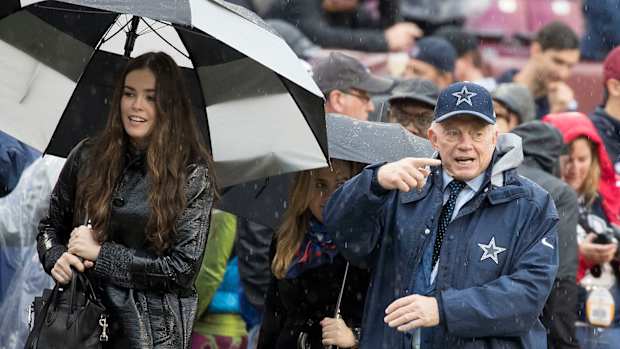 Jerry Jones in the rain