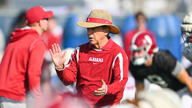 Nick Saban at Rose Bowl practice