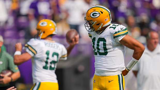 Jordan Love and Aaron Rodgers