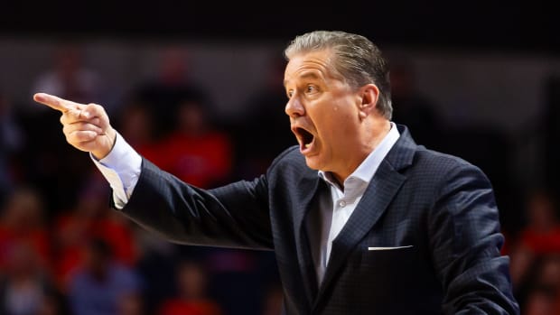 Kentucky Wildcats head coach John Calipari reacts from the sideline. The Florida men s basketball team hosted the Kentucky Wildcats at Exactech Arena at the Stephen C. O Connell Center in Gainesville, FL on Saturday, January 6, 2024 during the first half. [Doug Engle/Ocala Star Banner]