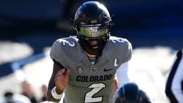 Colorado quarterback Shedeur Sanders prepares for a snap.
