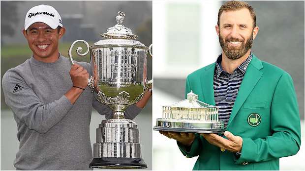 Collin Morikawa and Dustin Johnson 2020 major champions