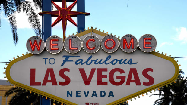 The Las Vegas sign on the strip.